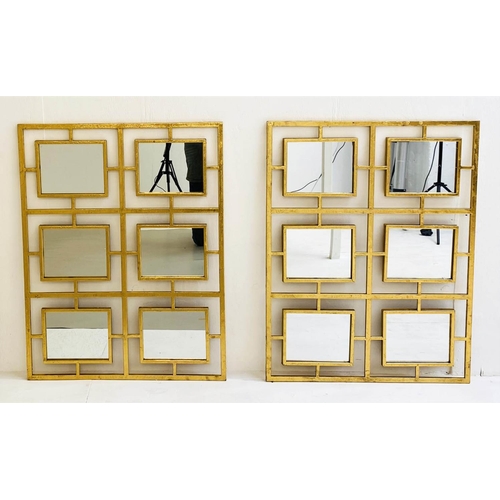 348 - WALL MIRRORS, a pair, 78cm x 61cm, six sectioned, gilt frames. (2)