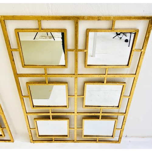 348 - WALL MIRRORS, a pair, 78cm x 61cm, six sectioned, gilt frames. (2)