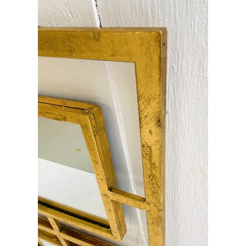 348 - WALL MIRRORS, a pair, 78cm x 61cm, six sectioned, gilt frames. (2)