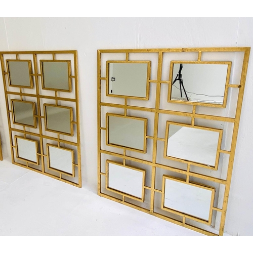 348 - WALL MIRRORS, a pair, 78cm x 61cm, six sectioned, gilt frames. (2)