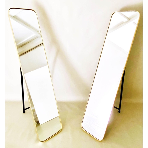 396 - DRESSING MIRRORS, a pair, 1960s French style, floor standing, gilt frames, 151cm high, 51cm wide. (2... 