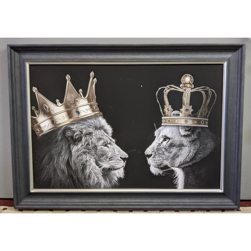 429 - THE KING AND QUEEN, contemporary school photoprint, relief detail, framed, 105cm x 75cm.