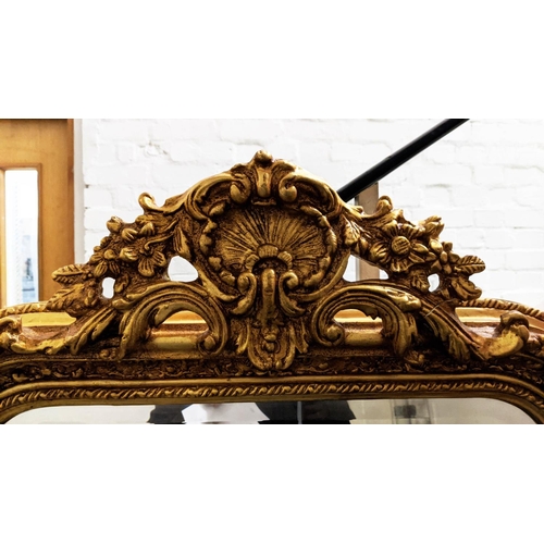 210 - WALL MIRROR, Continental style, gilt frame, bevelled plate, 155cm x 84cm.