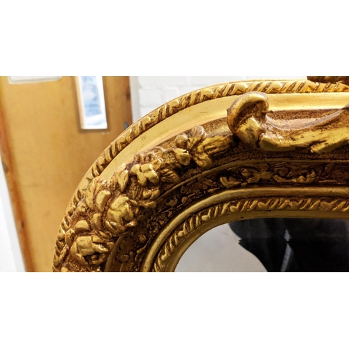 210 - WALL MIRROR, Continental style, gilt frame, bevelled plate, 155cm x 84cm.