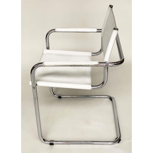 293 - DINING CHAIRS AFTER MART STAM, a set of four stitched leather and chrome cantilever framed, after a ... 