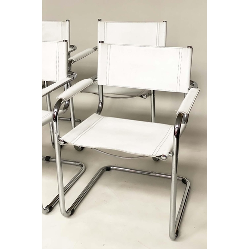 293 - DINING CHAIRS AFTER MART STAM, a set of four stitched leather and chrome cantilever framed, after a ... 