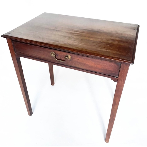 225 - WRITING TABLE, George III period mahogany with full width frieze drawer and square section supports,... 