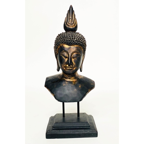 294 - BUDDHA, bronze style on stand, 45cm H.