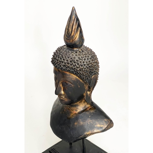 294 - BUDDHA, bronze style on stand, 45cm H.