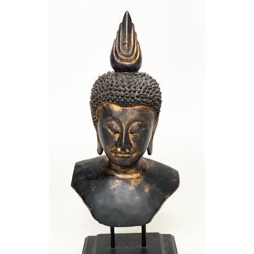 294 - BUDDHA, bronze style on stand, 45cm H.