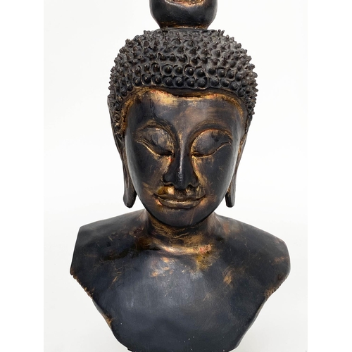 294 - BUDDHA, bronze style on stand, 45cm H.