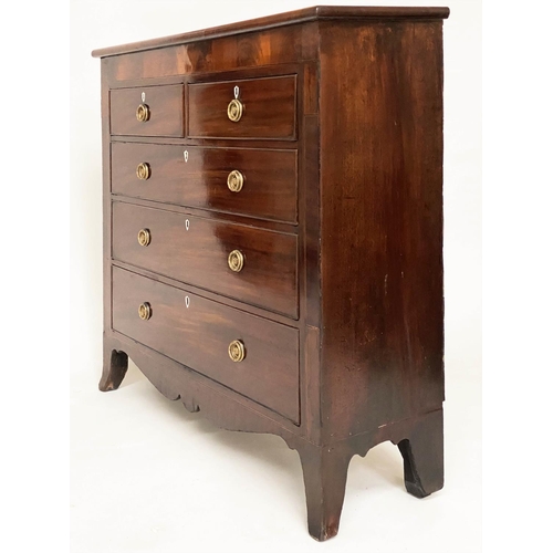 86 - SCOTTISH HALL CHEST, early 19th century flame mahogany of adapted shallow proportions with two short... 