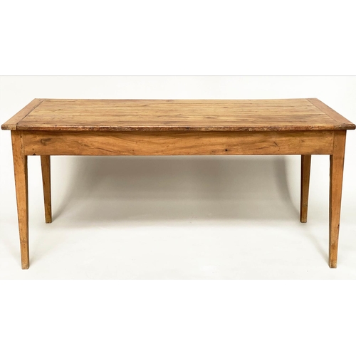 124 - FARMHOUSE TABLE, 19th century French cherrywood, the planked and cleated top above a drawer to each ... 