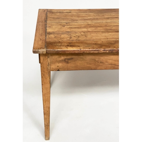 124 - FARMHOUSE TABLE, 19th century French cherrywood, the planked and cleated top above a drawer to each ... 