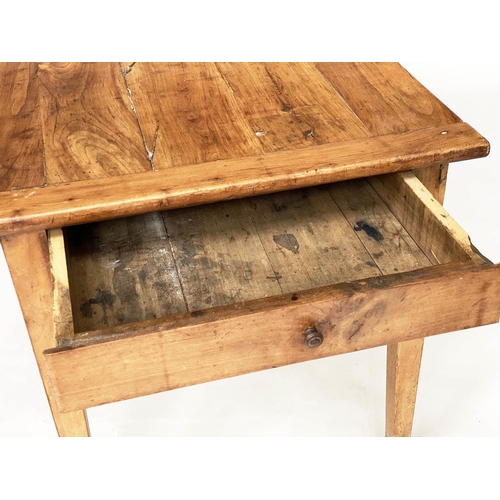 124 - FARMHOUSE TABLE, 19th century French cherrywood, the planked and cleated top above a drawer to each ... 