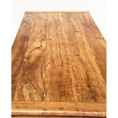 124 - FARMHOUSE TABLE, 19th century French cherrywood, the planked and cleated top above a drawer to each ... 