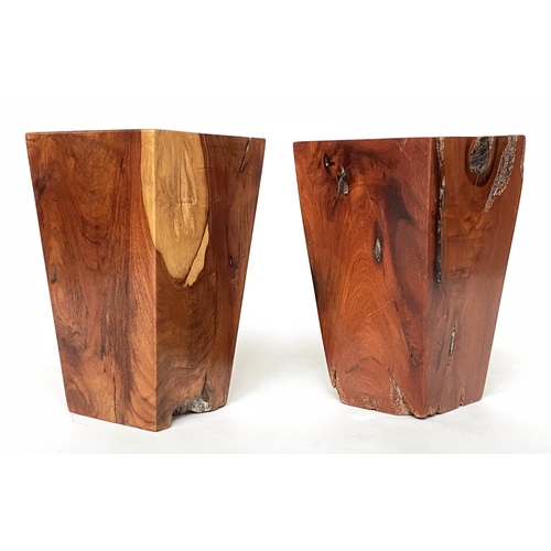 295 - LAMP TABLES/STOOLS, a pair, African hardwood of square tapering form, 31cm x 31cm x 50cm H. (2)