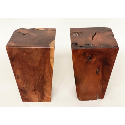 295 - LAMP TABLES/STOOLS, a pair, African hardwood of square tapering form, 31cm x 31cm x 50cm H. (2)