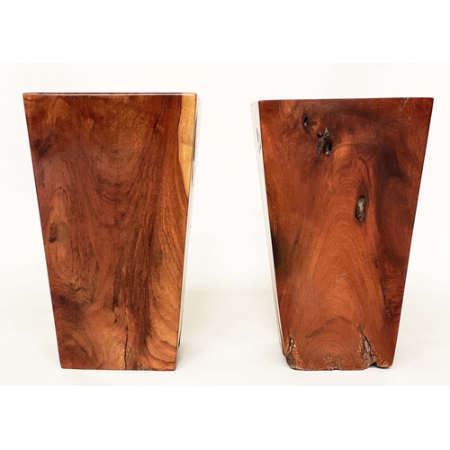 295 - LAMP TABLES/STOOLS, a pair, African hardwood of square tapering form, 31cm x 31cm x 50cm H. (2)