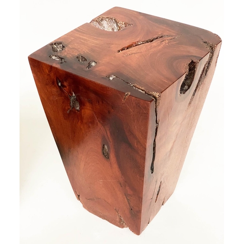 295 - LAMP TABLES/STOOLS, a pair, African hardwood of square tapering form, 31cm x 31cm x 50cm H. (2)