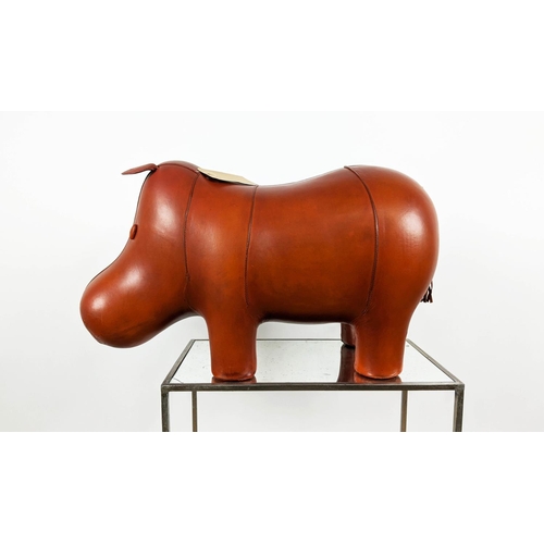 281 - HIPPOPOTAMUS FOOT STOOL, tan finish, 75cm x 35cm x 41cm.