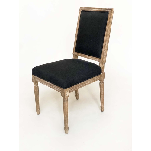 136 - DINING CHAIRS, a set of eight French Louis XVI style bleached oak with reeded supports (India Jane).... 