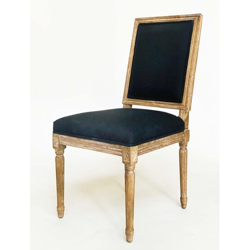 136 - DINING CHAIRS, a set of eight French Louis XVI style bleached oak with reeded supports (India Jane).... 