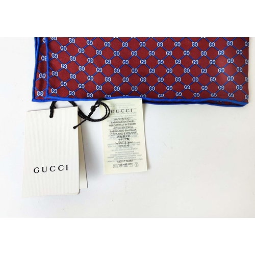 16 - GUCCI TIE, silk, with GG iconic pattern, 148cm x 7cm together with a pocket square/handkerchief, 45c... 