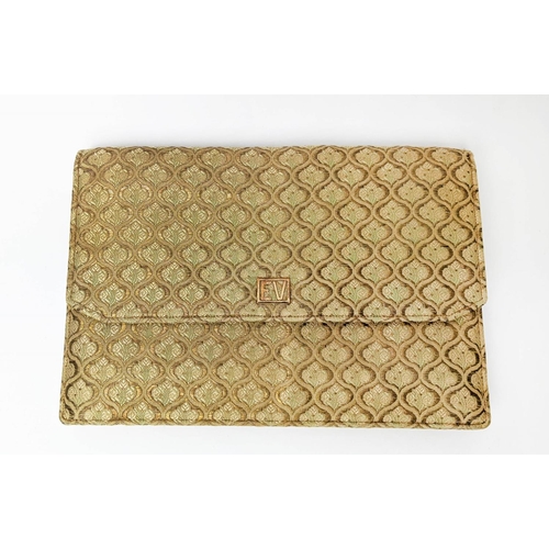 28 - CARTIER VINTAGE EVENING BAG, Art Deco silk, with flap front closure with initials EV in pale gold to... 