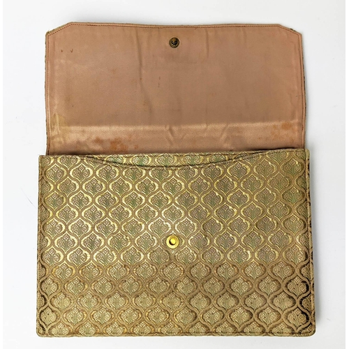 28 - CARTIER VINTAGE EVENING BAG, Art Deco silk, with flap front closure with initials EV in pale gold to... 