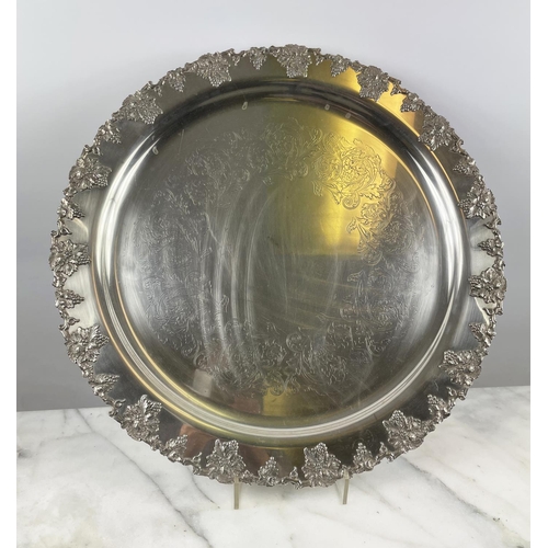 43 - LARGE SILVER PLATED FOOTED SERVING TRAY, marked Christopher Wren by Wallace and a Webster and Wilcox... 