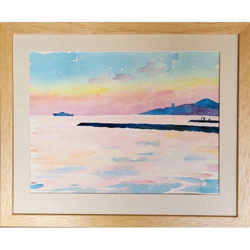 52 - BORIS SPORYKHIN (1928-2018) 'Sunset by the Sea' 1960, watercolour, paper, 35cm x 48cm. (2)