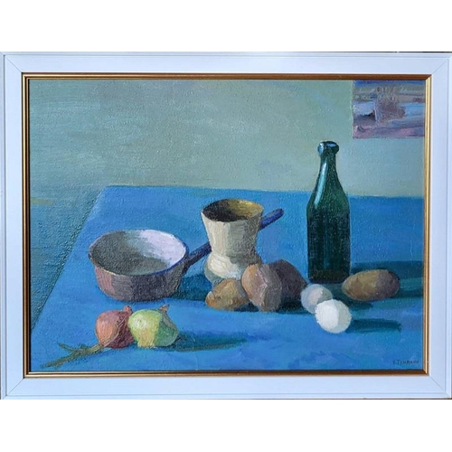 54 - VIKTOR TEMPLIN (1920-1994) 'Still Life with Vegetable' 1960s, oil on board, 55cm x 74cm.