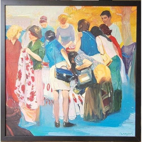 83 - RENAT RAMAZANOV (Ukrainian) 'On the Market' 2011, oil on canvas, 99cm x 99cm.