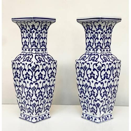 131 - VASES, a pair, Chinese blue and white mosaic square form, 42cm H. (2)