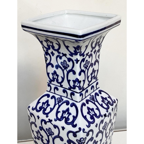 131 - VASES, a pair, Chinese blue and white mosaic square form, 42cm H. (2)