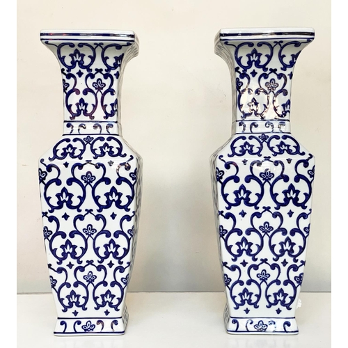 131 - VASES, a pair, Chinese blue and white mosaic square form, 42cm H. (2)