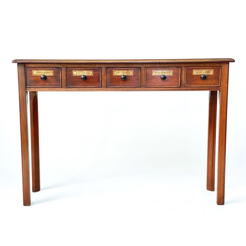 160 - HALL TABLE, Georgian style mahogany rectangular with five short apothecary style drawers, 110cm x 31... 