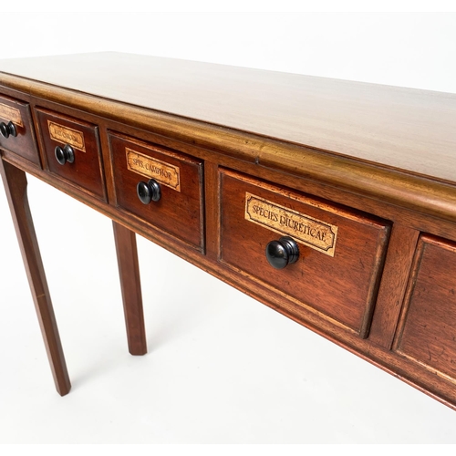 160 - HALL TABLE, Georgian style mahogany rectangular with five short apothecary style drawers, 110cm x 31... 