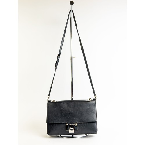 33 - JIMMY CHOO CROSSBODY/SHOULDER BAG, black leather with silver tone hardware, leather and chain strap,... 