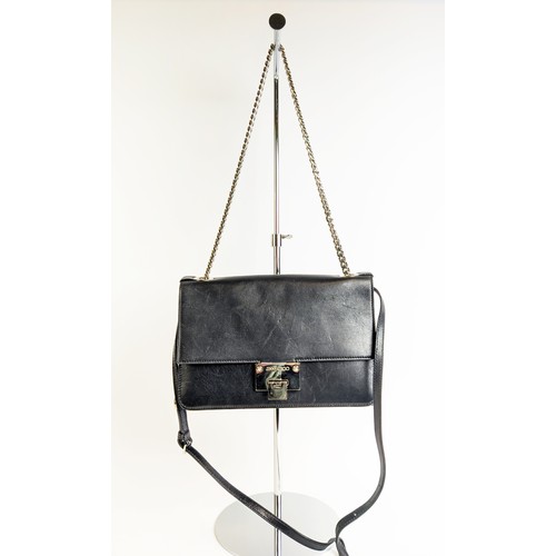 33 - JIMMY CHOO CROSSBODY/SHOULDER BAG, black leather with silver tone hardware, leather and chain strap,... 