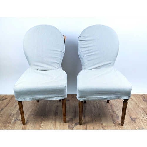 428 - OKA DINING CHAIRS, a set of six each 52cm W, in checked loose covers. (6)