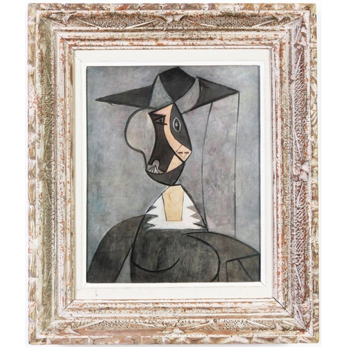 106 - AFTER PABLO PICASSO, Femme Au Chapeau, off set lithograph, French vintage, Montparnasse frame, 26.5c... 