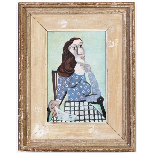 107 - AFTER PABLO PICASSO, Femme au Corsage Bleu, dated in the plate, off set lithograph, French vintage M... 