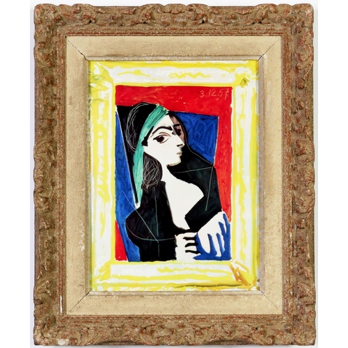 112 - AFTER PABLO PICASSO, Jacqueline, dated in the plate, off set lithograph, French vintage Montparnasse... 