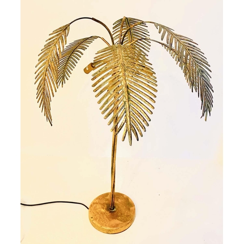 345 - MAISON JANSEN STYLE TABLE LAMP, palm tree design, gilt metal, 80cm high, 48cm diam.