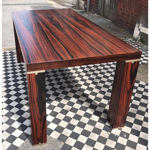 340 - DINING TABLE, contemporary, macassar, polished metal detail, additional glass top included, 170cm x ... 