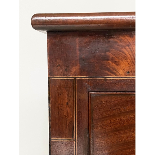 185 - SCOTTISH HALL CHEST, early 19th century flame mahogany of adapted shallow proportions with two short... 