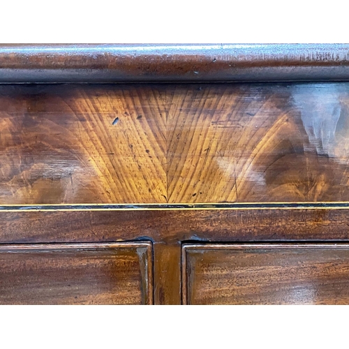 185 - SCOTTISH HALL CHEST, early 19th century flame mahogany of adapted shallow proportions with two short... 