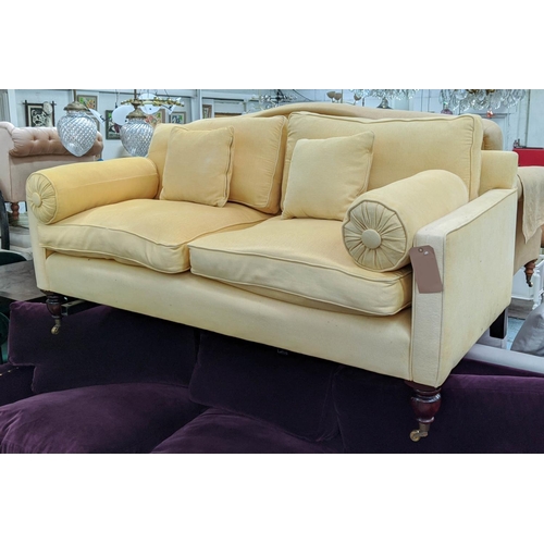 158 - GEORGE SMITH SOFA, 186cm W x 85cm D, model 'Regency' in yellow fabric.